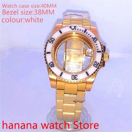 Suitable for NH35 36 Mingzhu2813 Miyata self-winding 40mm transparent back gold box series, with rotating white bezel