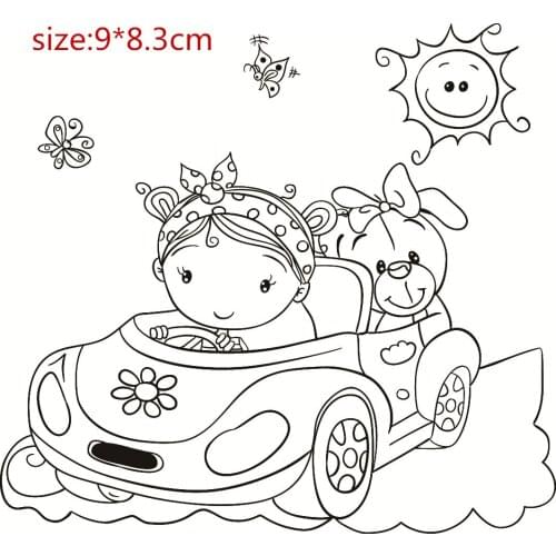 Drive Girl Transparent Silicone Clear Rubber Stamp Sheet Cling Scrapbooking DIY Cute Pattern Photo Album Paper Card Decor Stamp