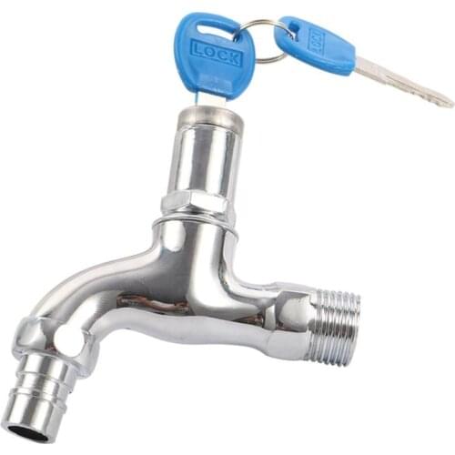 Anti-theft 1/2" Thread Outdoor Sink Faucet With Lock Key Household Outdoor Washing Machine Alloy Water Tap Lockable Bibcocks