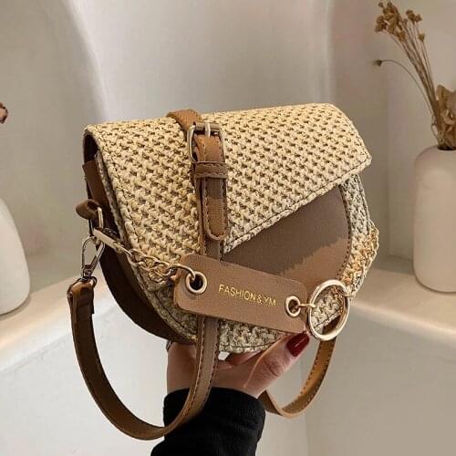 Luxury Brand Saddle Bag 2021 Summer New High-quality Straw Crossbody Bag Womens Designer Handbag Travel Shoulder Messenger Bag
