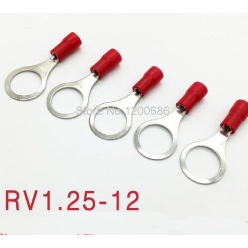 RV1-12 round O-type pre-insulated terminals Cold-pressing terminals RV1.25-12 nose-ear 12MM screws
