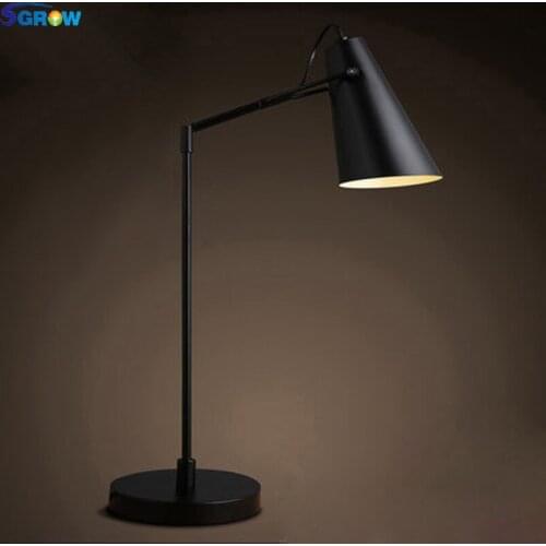 SGROW Nordic Adjustable Iron Table Lamp for Bedroom Dinning Room Study Modern Eye Protection Desk Lights With E27 Bulb Led Lamps