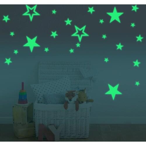 Cartoon Luminous Stars combination wall sticker bedroom living room home decoration kids room Glow in the dark decals Stickers