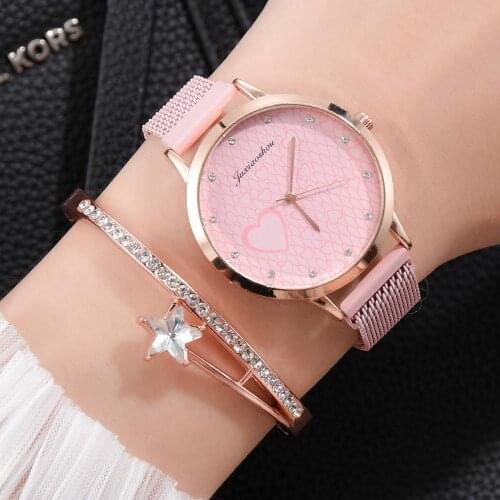Trend Full Heart-Shaped Women Watch Fashion Elegant Magnet Quartz Gold Ladies Wristwatch Luxury Bracelet Watches Clock gift 2020