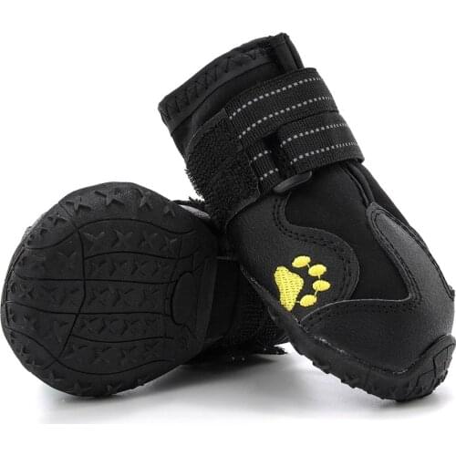 Dog Shoes Outdoor Waterproof Dog Rain Boots for Medium to Large Dogs with Two Reflective Fastening Straps Rugged Anti-Slip Sole
