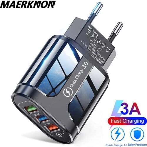 USB Charger 3A Fast Charging 18W Mobile Phone charger for iPhone 11 8 EU/US Plug Travel Wall charger for Huawei Samsung Xiaomi