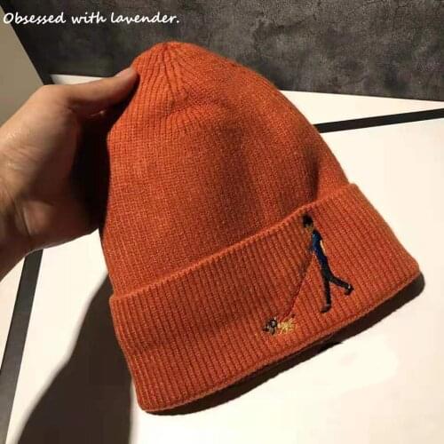 Obsessed with lavender.Hat women fall/winter cute Hat Korean tide ins Japanese cute knit Hat Joker, cotton wool, walking the dog