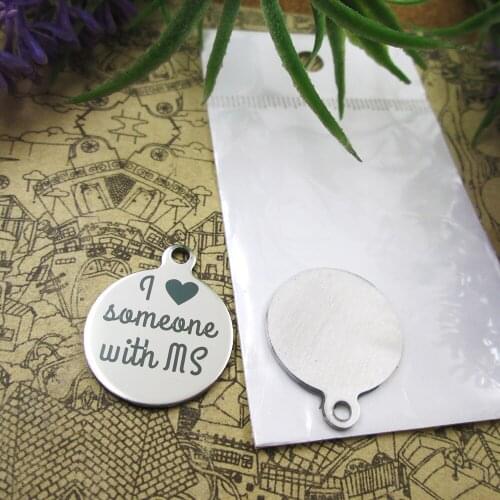 20pcs--"I Heart Someone With MS"stainless steel charms 5 styles for choosing DIY Charms for necklace bracelets