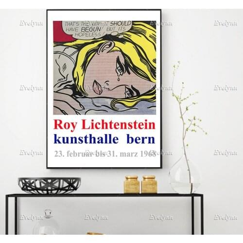1968 Vintage Swiss Exhibition Poster For Works By Roy Lichtenstein Home Decor Prints Wall Art Canvas Living Room Decoration