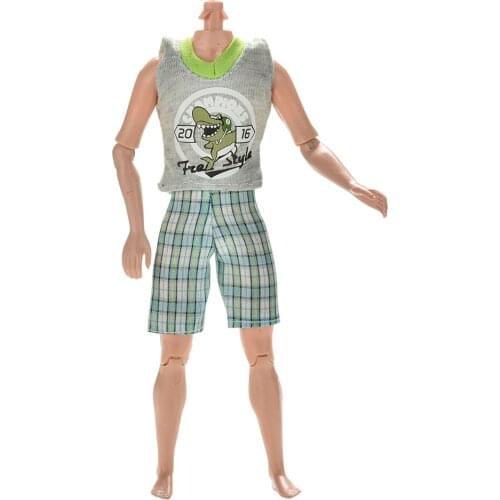 2 Pcs/ Set Doll Fashion Clothing Set Prince Doll Vest Pants Beachwear For Boy Ken Dolls BD OZ Hot Sell