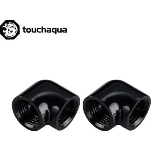 2PCS Bitspower Touchaqua 90 Degree With Dual Inner G1/4" Adapter Fittings Elbow Black,Silver,TA-90DIA