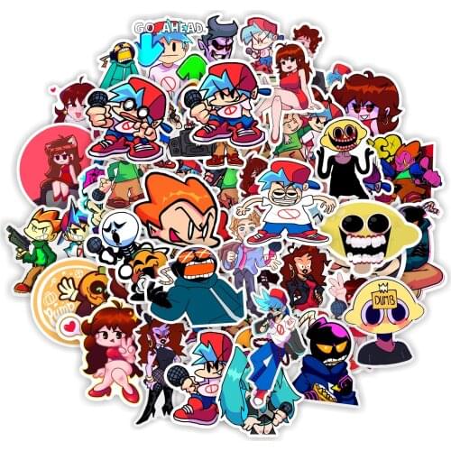 50pcs Friday Night Funkin Stickers Hot Game FNF Skid and Pump Boyfriend Girlfriend Monster PVC Waterproof Sticker Kids Gifts