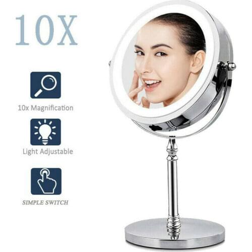 7 Inch 360° Rotate Double Side cosmeticMirror 10x Magnifying LED Lighting Make Up Vanity Mirror