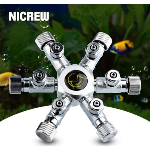 NICREW Aquarium DIY co2 Splitter Regulator Valve Distributor with Multi Way Outlets Aluminum Alloy for Aquarium Plant CO2 Tank