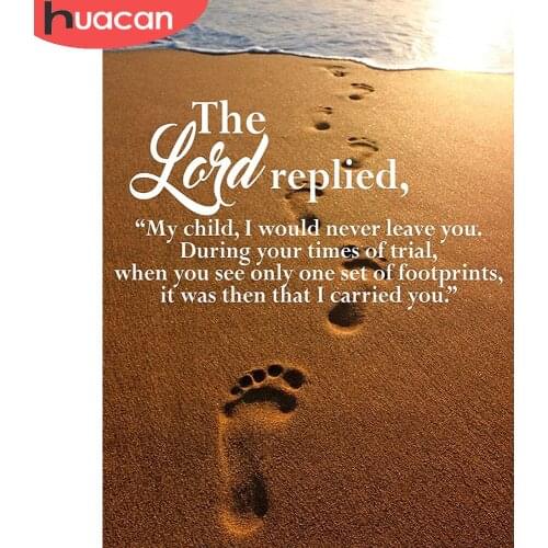 HUACAN 5d Diy Diamond Embroidery Beach Scenery Full Square/round Diamond Art Painting Mosaic Seaside Footprint Wall Decor