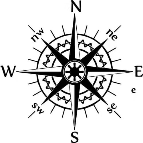 Compass Car Sticker Decal Decor Removable Black/silver AL486