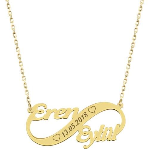 Infinity Personalized Nameplate Necklace 925 Silver Custom Name Necklace Gold Plated Anniversary Necklace