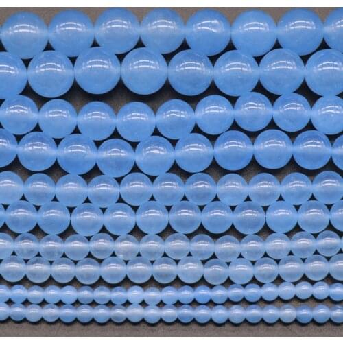 Natural Sea Blue Chalcedony Stone Beads 4/6/8/10/12mm Round Loose Stone Beads For Jewelry Making DIY Bracelet Strand 15
