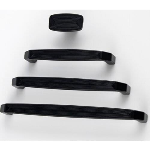 Black handle zinc alloy bathroom hardware furniture cupboard pull knobs and handles for drawers