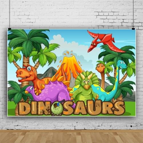 Baby Cartoon Photo Backgrounds For Photography Dinosaur Birthday Party Jungle Safari Baptism Party Custom Poster Photo Backdrops