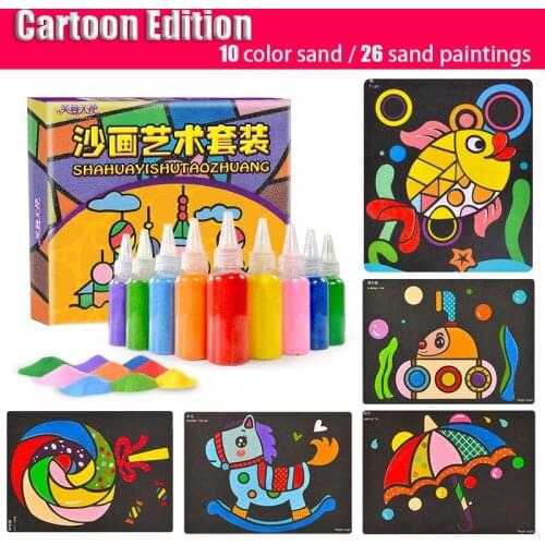Children cartoon Sand Painting Suit 26 pcs Sand Art With 10 Bottle Sand Montessori Educational Arts And Crafts Kids Drawing Toys