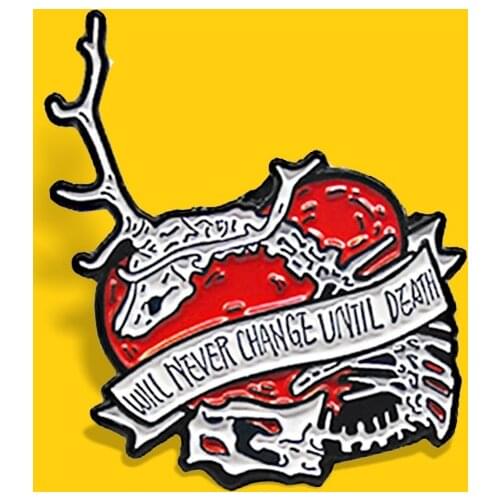 Punk Red Organ Heart Skull Enamel Pin Will never change until death Internal organs Colored Badges Woman Jewelry Gifts Kids