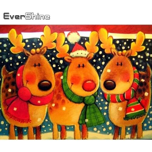 Evershine 5D DIY Diamond Painting Deer Mosaic Art Diamond Embroidery Animal Rhinestone Picture Christmas Decorations