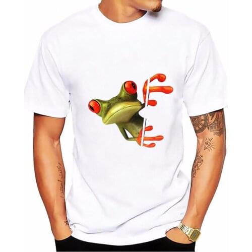 Novelty Summer Basic Men Tops Tees Funny Male Frog Graphic Cute Print TShirt Harajuku Streetwear Short sleeve T Shirt