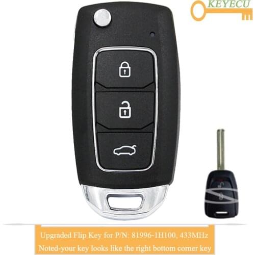 KEYECU Upgraded Flip Remote Control Key for Kia Ceed 10/2006 2007 2008 07/2009, Fob 2 Buttons - 433MHz - ID46 Chip - 81996-1H100