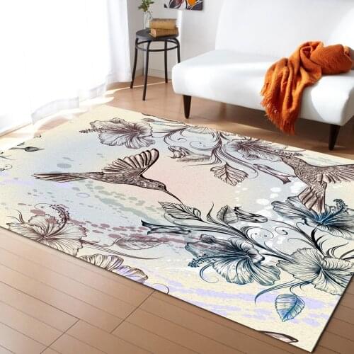 Hummingbird Hibiscus Pattern Carpets for Living Room Bedroom Area Rug Kids Room Play Mat 3D Printed Home Large Carpet