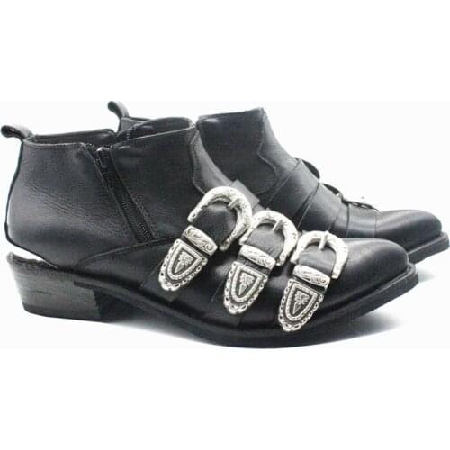 Leather Shoes Boots MJ Classic BAD Version Cosplay Michael Jackson West Cowboy Shoes
