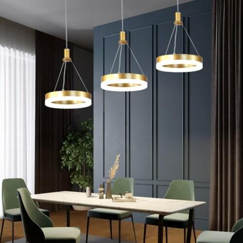 Creative Circle Restaurant Bar Counter Modern Minimalist Dining Room Three-headed Chandelier Nordic Personality LED Lamps