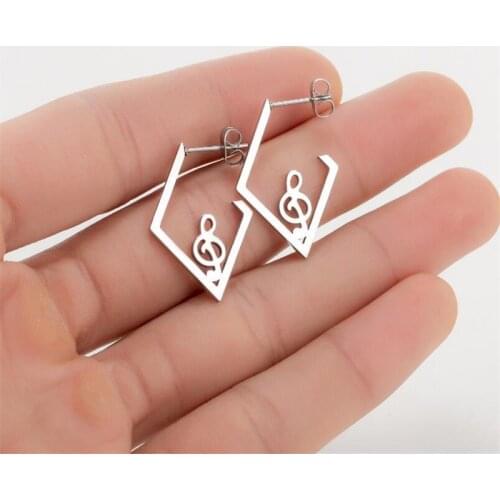 Music Earrings Stainless Steel Punk Geometric Piercing Ear Jewelry Musical Note Earring for Women Girls Best Concert Accessories