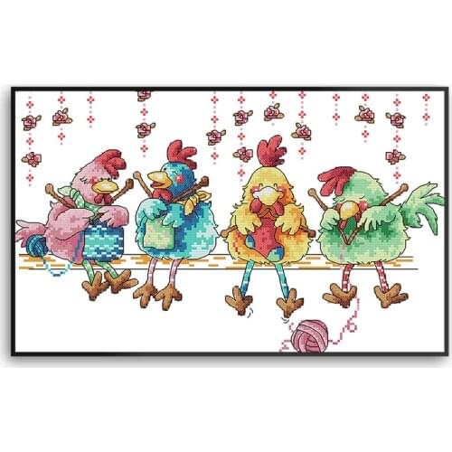 Needlework Cute Chicks Cotton Thread Cross-Stitch Kits DIY Embroidery for Home Children Bedroom Wall Decor C622