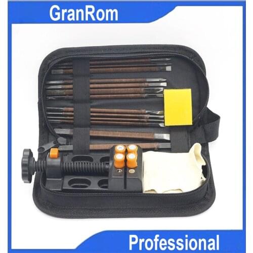 18-piece Manganese Steel Carving Knife Set Seal Carving Knife Stone Jade Carving Cutting Tool with Eight-Hole Vise