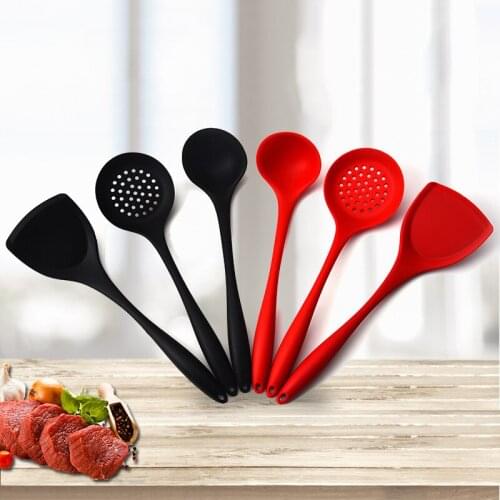 32-36 CM Long Handle Silicone Cooking Utensil Set High Quality Fry Spatula Soup Spoon Colander Kitchenware Kitchen Tools