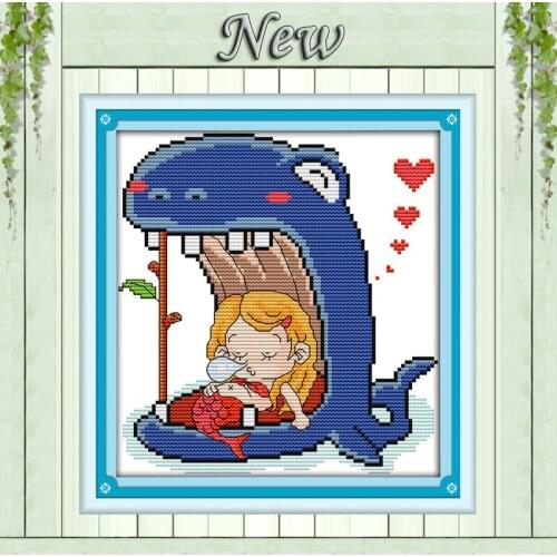 The little mermaid love cartoon decor crafts counted print on canvas DMC 11CT 14CT kits Cross Stitch embroidery needlework Sets