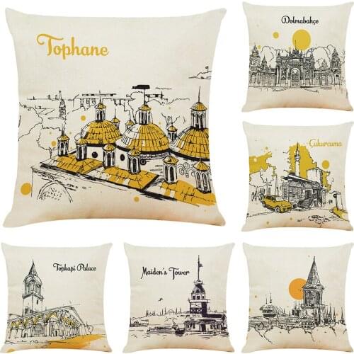 Cushion Cover 45x45cm Vintage Buildings France UK Themed Hoga Decorative Pillow funda cojines housse de coussin Kissenbezug