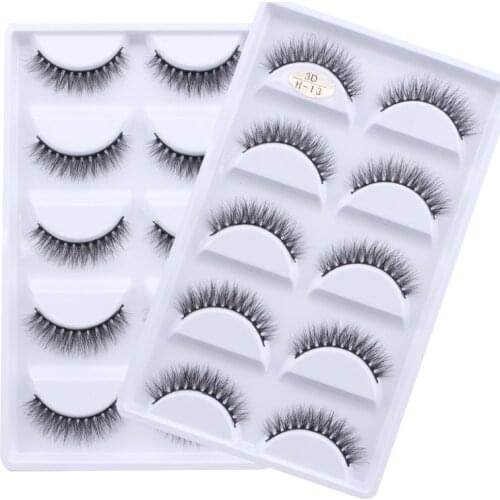New Full 5 Pairs one box 3D Mink Hair False Eyelashes Natural Thick Long Eye Lashes Wispy Makeup Beauty Extension Tools H13