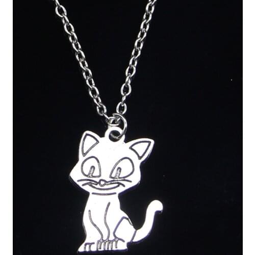 New Fashion Necklace 24x19mm double sided cat Pendants Short Long Women Men Colar Gift Jewelry Choker