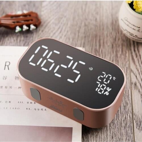 New Wireless Smart Clock Bluetooth V4.2 Speaker With Mirror TF Card Speaker 3.5mm Audio Rose Gold/champagne/black Speaker