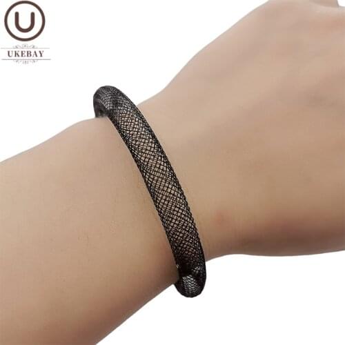 UKEBAY New Simple Mesh Bracelets Women Black Chain Hollow Elasticity Bangles Bohemia Style Party Handmade Accessories Jewelry