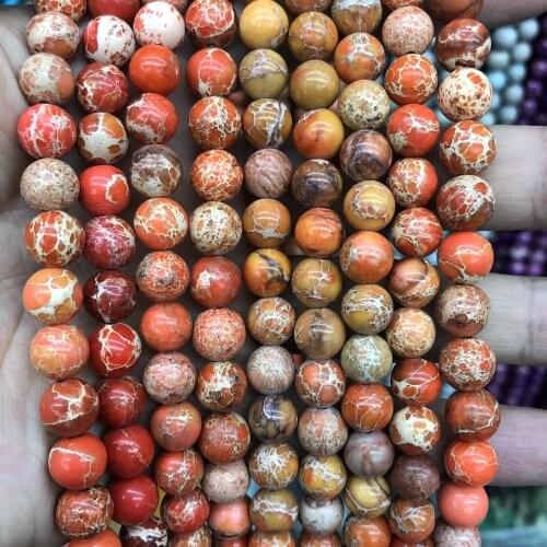Wholesale Orange Imperial Jaseper beads Sea Sediment Stone Beads 6MM 8MM 10MM 12MM Round Gem Stone Loose Beads for jewelry 15.5"