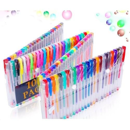 Wholesale Color Art Gel Pen 48 Colors/100 Colors Watercolor Gel Pen Color Set Fluorescent Flash Pen Metal Chalk