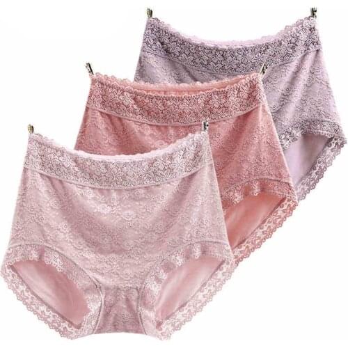 RUIN JS2 3PCS Womens Panties High Waist Hip Sexy Lace Underwears XL-4XL