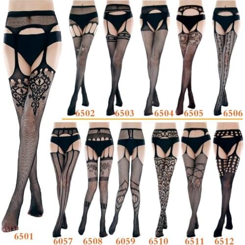 Sexy lingerie open crotch intimates black Jacquard stockings Exotic Apparel hot women sexy underwear hose teddy body stockings