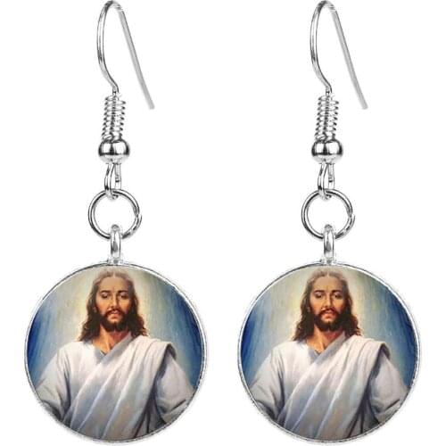 Christian Jesus Earrings Glass Dome Earrings Women Girls Religious Jewelry Ear Hook Gift Wholesale Wholesale Transportation