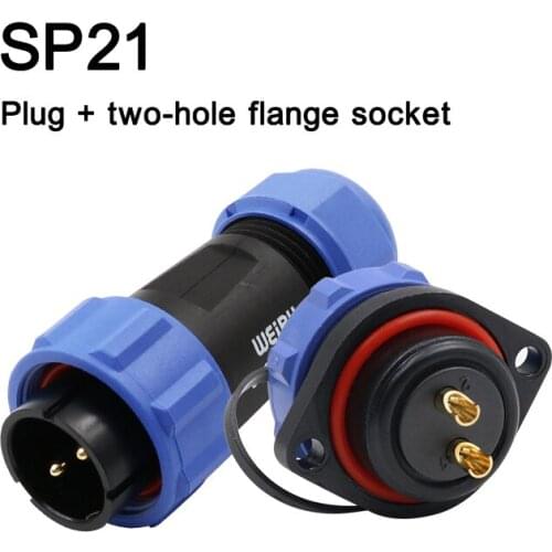 SP21 Aviation Plug two-hole flange socket IP68 Waterproof Aviation Cable Wire Connector two hole flange sockets 2 3 4 7 9 12 Pin