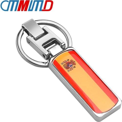 Car Styling for AUDI LADA FIAT FORD OPEL Subaru BMW 3D Metal Spain Spanish flag Key Chain Key Ring KeyChain car accessories