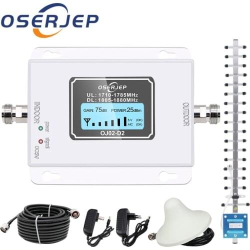 LCD GSM 1800Mhz 70dB mobile phone signal amplifier+20DBi 1710-2170Mhz Yagi directional antenna/ceiling antenna with 3M cable